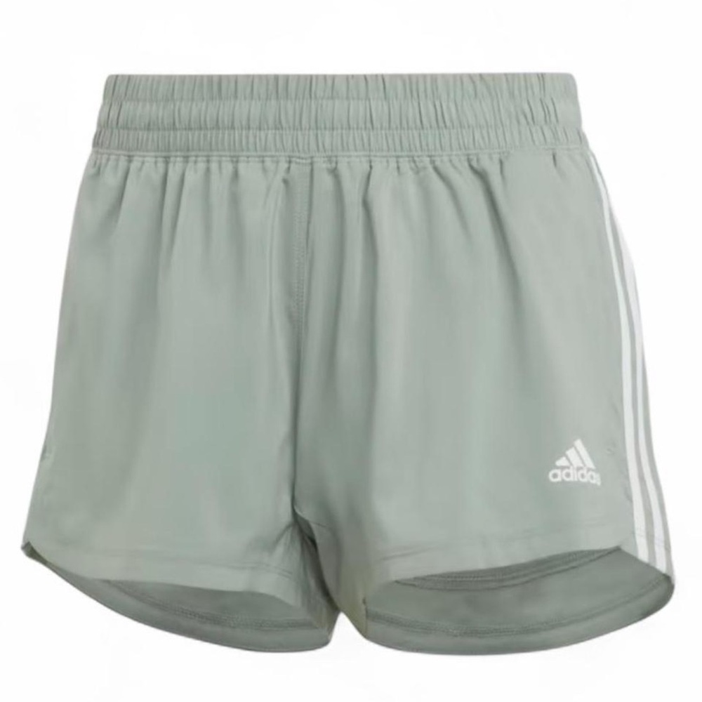 NWT ~ ADIDAS Training high waist woven pacer shorts in silvergreen/white